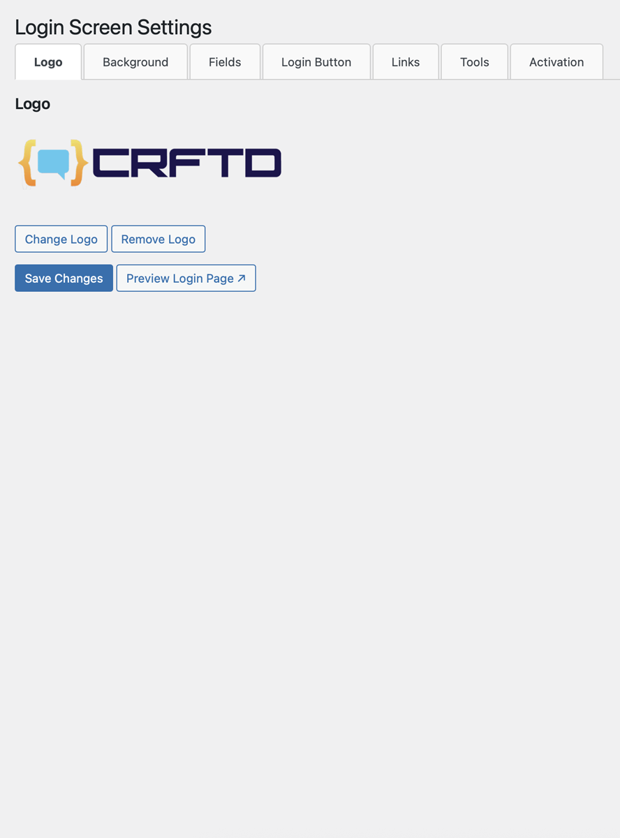 Admin interface for managing the login logo