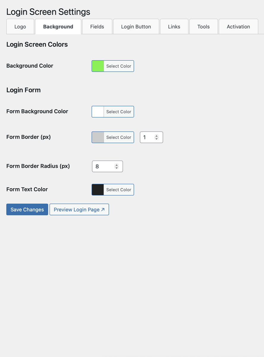 Background style management
